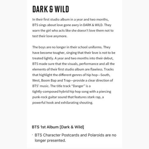 bts dark and wild album oppa store 2