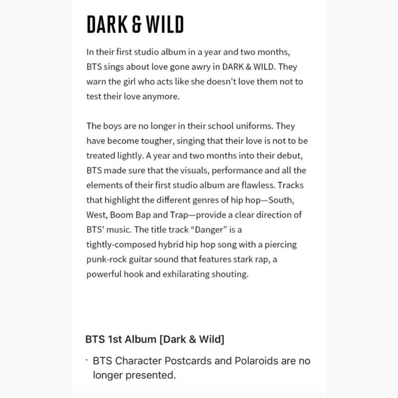 bts dark and wild album oppa store 2